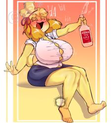 alcohol animal_crossing anthro big_breasts breasts canine cleavage clothed clothing domestic_dog drunk female female_focus female_only furry furry_only huge_breasts isabelle_(animal_crossing) large_breasts nintendo solo vodka wide_hips zeblackballd_(artist)