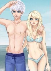 1boy 1girls arms_around_neck ass beach blonde_female blonde_hair closed_eyes cowgirl_position crossover disney disney_princess dreamworks elsa_(frozen) female_on_top frost frozen_(film) hand_in_hair hand_on_thigh hugging ice jack_frost jack_frost_(rise_of_the_guardians) jelsa kissing making_out moon moonlight nude nude_female nude_male on_lap outdoors outside passionate passionate_kiss penny rise_of_the_guardians romantic silver_hair white_hair