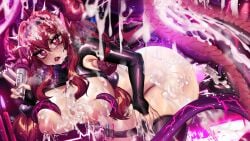 ahe_gao demon_girl huge_ass huge_breasts latex osiimi tentacle tentacles voluptuous