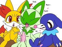 1boy 2024 2girls bench blue_skin cum diphallia diphallism domestic_cat english_text fennekin fox furry generation_6_pokemon generation_7_pokemon generation_9_pokemon green_fur komatosse looking_at_penis masturbation multi_penis penis pezi plain_background pokémon_(species) pokemon pokemon_(species) pokemon_sm pokemon_sv pokemon_xy popplio pussy red_fur sea_lion self_upload simple_background sitting sprigatito text white_background yellow_fur