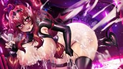 demon_girl huge_ass huge_breasts latex osiimi red_hair succubus_tail