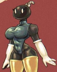 1girls 2023 2d 2d_(artwork) anthro big_breasts bob-omb breasts busty elbow_gloves female female_only filthycube gloves hips hourglass_figure leotard mario_(series) original_character simple_background solo standing thick_thighs thighhighs thighs tight_clothing wide_hips wyerframez