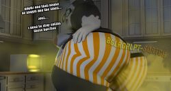 3d belly big_butt burrito chubby english_text fart fat kitchen moobs mrrainbow nipples oc pokemon pokemon_(species) shart smelly snorlax source_filmmaker tagme text underwear