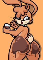 1girls big_ass big_breasts big_butt breasts brown_fur bubble_butt chocolate_milk female female_focus female_only furry genderswap_(mtf) huge_ass lewdewott nesquik nesquik_bunny nestle rabbit rule_63