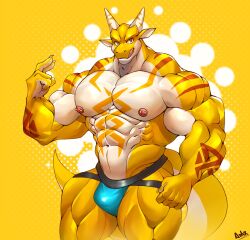 abs anthro anthro_male ariswuffo biceps dragon male male_only muscles muscular muscular_anthro muscular_male pecs speedo