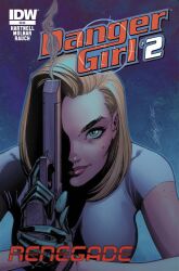 1girls abbey_chase blonde_hair danger_girl desert_eagle female female_only fully_clothed gloves green_eyes idw_comics idw_publishing j_scott_campbell large_breasts looking_at_viewer pistol_in_hand secret_agent serious_look short_hair smoking_gun solo tight_shirt white_t-shirt