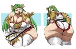 1girls 2019 ass back_view bbw breasts cleavage curvaceous curvy female female_focus front_view green_hair hi_res high_resolution highres hips huge_ass huge_breasts kid_icarus kid_icarus_uprising long_hair nintendo palutena plump redblacktac showing_ass solo solo_female solo_focus thick_thighs thighhighs thighs voluptuous wide_hips