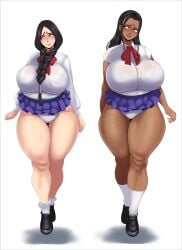 2girls alternate_version_available big_breasts bleach bleach:_the_thousand-year_blood_war bra bra_visible_through_clothes braided_hair calf_socks company_connection curvy curvy_female dark-skinned_female dark_skin embarrassed female female_focus female_only huge_breasts light-skinned_female light_skin long_hair microskirt milf miniskirt nico_robin one_piece plump post-timeskip school_uniform schoolgirl shounen_jump shueisha skirt skirt_lift socks sunnysundown sweat sweatdrop sweating sweaty_body sweaty_legs sweaty_thighs thick_thighs underwear unohana_retsu venus_body voluptuous voluptuous_female walking weekly_shonen_jump wide_hips