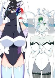 1girls bunnysuit icejade_aegirine icejade_gymir_aegirine monster_girl slime_girl swordsoul_of_mo_ye yu-gi-oh!