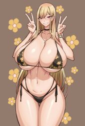 1girls big_breasts bikini blonde_hair breasts cleavage female hips huge_breasts kitagawa_marin light-skinned_female light_skin long_hair navel red_eyes slim_waist sono_bisque_doll_wa_koi_wo_suru thick_thighs thighs wide_hips wolffeld_price