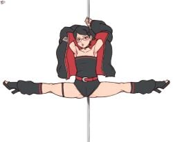 1girls armpits black_hair boruto:_naruto_next_generations boruto:_two_blue_vortex high_heels looking_at_viewer naruto naruto_(series) randomboobguy sarada_uchiha short_hair spread_legs stripper_pole uchiha_sarada