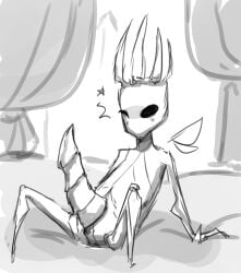 anthro big_penis greyscale hollow_knight pale_king_(hollow_knight) sketch solo_male