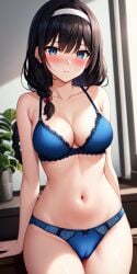 ai_generated amanai_riko bikini black_hair blue_eyes blush jujutsu_kaisen nsfw stable_diffusion