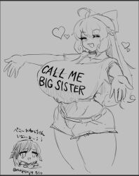 alternate_breast_size big_sister female_only gigantic_breasts happy_female huge_breasts no_color odakubara onee-chan penny_polendina ruby_rose rwby sister smile tagme wip