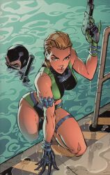 abbey_chase bathing_suit clothing danger_girl dripping_water dripping_wet female firearm gloves gun handgun human j_scott_campbell looking_at_viewer medium_breasts pale_skin pistol_in_hand secret_agent secret_agent_zero snorkel suppressor swimwear thigh_strap weapon wet_hair