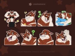 animal_humanoid anthro canid canid_humanoid canine canine_humanoid canis disgust dog_humanoid domestic_dog genitals greeting humanoid laugh male mammal mammal_humanoid muscular muscular_male naoto penis question sleeping solo stickers telegram