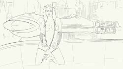 black_and_white chagrian coruscant coruscant_underworld heels kneeling level_1313 line_art monochrome sketch sling_bikini star_wars swimsuit swimwear tagme your_deep_desires