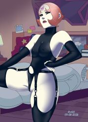 1girls cartoon_network dominatrix female female_focus female_only garter_belt garter_straps gem_(species) humanoid light-skinned_female light_skin pearl_(steven_universe) rx120 steven_universe