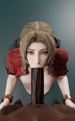 1boy 1girls 3d 3delve aerith_gainsborough blowjob dark-skinned_female dark-skinned_male dark_skin fellatio final_fantasy final_fantasy_vii final_fantasy_vii_remake interracial male_pov penis pov square_enix