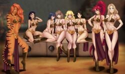 6+girls 8girls amenoosa anthro avatar_legends avatar_the_last_airbender belly_dancer belly_dancer_outfit black_hair blackfire blonde_hair boots brown_hair camie_utsushimi cleavage company_connection crossover dc dc_comics female female_only fire_nation harem harem_girl harem_outfit kill_la_kill kneeling komand'r large_breasts loincloth long_hair mario_(series) marvel marvel_comics matoi_ryuuko may_(pokemon) multicolored_hair multiple_girls my_hero_academia nintendo orange_fur pelvic_curtain pokemon pokemon_rgby ponytail princess_peach red_hair sitting slave slave_bikini slave_collar slave_leia_(cosplay) slave_outfit slavegirl standing star_wars tamaranean teen_titans tengen_toppa_gurren_lagann tied_hair tiger_girl tiger_stripes tiger_tail tigra ty_lee voluptuous yoko_littner