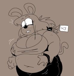 anne_(skiptty) anthro_only aubrey_(skiptty) bbw big_belly big_breasts blush chubby chubby_female female female_only freckles furry furry_only grabbing_from_behind overweight overweight_anthro overweight_female rabbit skiptty surprised surprised_expression tagme