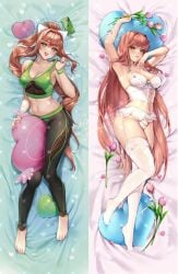 breasts dakimakura doki_doki_literature_club female female_only green_eyes lingerie looking_at_viewer monika_(doki_doki_literature_club) potetos7 solo tagme