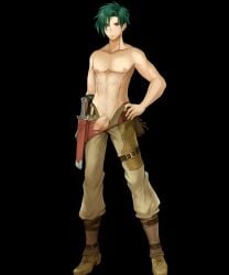 censored codename_(user_mkxe3283) codename_edit edit fire_emblem fire_emblem:_path_of_radiance fire_emblem:_radiant_dawn green_hair male_only muscular muscular_male nintendo nude_filter penis short_hair sothe_(fire_emblem) topless yellow_eyes