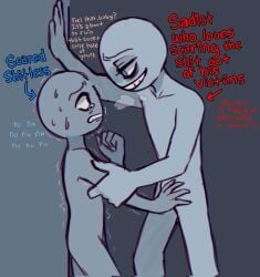 explicitly_stated_nonconsent imminent_rape nastylilbirb nonconsensual rape sadist sadistic_smile scared scared_expression ship_dynamics