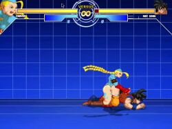 1boy 1futa anal anal_penetration anal_sex animated anus big_ass big_breasts big_penis black_eyes black_hair black_hair_bottom blonde_hair blonde_hair_on_black_hair blonde_hair_top blue_background blue_eyes blue_outfit boots braid braided_hair cammy_white capcom clothed crossover domination fight futa_on_male futadom futanari game gloves grabbing half_naked hand_on_back hat health_bar light_hair_on_dark_hair long_hair m.u.g.e.n malesub moaning mp4 mugenfutacharsmaker muscular_male paint pixel_art punch shadow short_hair sound sound_effects street_fighter street_fighter_v strong tagme uppercut video white_skin