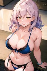 1girls ai_generated bra breasts cleavage female hips huge_breasts indoors light-skinned_female light_skin long_hair looking_at_viewer milf original original_character panties pink_hair slim_waist stable_diffusion stuffyai thick_thighs thighs wide_hips yellow_eyes