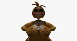 3d 3d_(artwork) big_breasts covered_nipples five_nights_at_freddy's hands_over_breasts lovetaste_chica solo toy_chica_(fnaf) toy_chica_(love_taste)