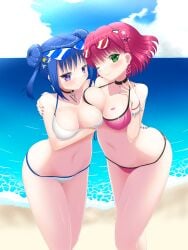 2girls beach bikini demon_girl duel_monster evil_twin_ki-sikil evil_twin_lil-la female female_only ki-sikil_(yu-gi-oh!) lil-la_(yu-gi-oh!) yu-gi-oh!