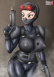 1girls 2d black_ops_assassin bullet_hole cameltoe female female_only glock gun half-life half-life_(series) headphones human human_female human_only large_breasts night_vision_goggles nipples_bulge residentsleeper_(artist) skin_tight solo tagme