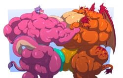 abs big_penis bulge cerulien47 furry huge_cock hyper hyper_bulge hyper_cock ignitus long_(wish_dragon) male male_only muscle muscles muscular muscular_male no_visible_genitalia pecs spyro_the_dragon wish_dragon