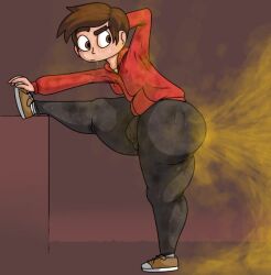 1boy ass big_ass bulge fart fart_cloud fart_fetish farting male male_fart male_only marco_diaz mrwastemaster solo star_vs_the_forces_of_evil sweat sweating thick_thighs