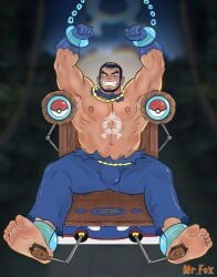 arms_up bulge gay male male_feet male_only matt_(pokemon) mrfox96 muscular_male nipple_piercing pokemon pokemon_oras shirtless team_aqua tickle_torture tickling tickling_feet tickling_machine yaoi