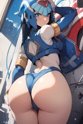 1girls ai_generated armpits ass ass_focus back_view bodysuit fairy_leviathan mega_man mega_man_zero