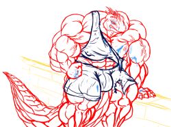 abs anthro_male biceps bulge daniel_kay lizard male muscles muscular muscular_anthro muscular_arms muscular_male pecs reptile shorts