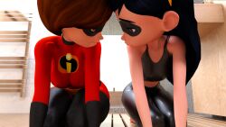 2girls 3d 3d_(artwork) ass athletic athletic_female big_ass big_breasts black_hair bottom_heavy breasts brown_hair bubble_ass bubble_butt busty calves dark_hair daughter digital_media_(artwork) disney elastigirl eyebrows eyelashes eyes female female_only fit fit_female hair helen_parr hero heroine hips hourglass_figure human legs light-skinned_female light_skin lips long_hair milf mother mother_and_daughter petite petite_body petite_female pixar short_hair slim slim_waist straight_hair superhero superheroine the_incredibles thick thick_hips thick_legs thick_thighs thighs top_heavy upper_body violet_parr voluptuous vtemp waist wide_hips