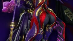 3d big_thighs harrow_(warframe) hugging large_ass screen_capture screencap screenshot side_boob warframe wisp_(warframe)