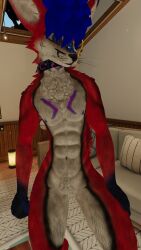 abs anthro anthro_only blep blue_hair featureless_crotch fox fur furry furry_only male male_only muscular muscular_anthro muscular_male nipples rain_jur red_fur rexouium tagme twitter url vr_media vrchat white_belly