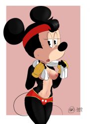 1girls anthro ass breasts bunbunmuffinart deviantart_username disney female minnie_mouse nipples no_bra pac-man_eyes public_domain simple_background solo