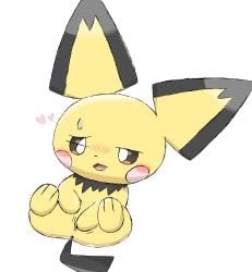 2019 anus blush bodily_fluids female feral fur generation_2_pokemon genitals heart hi_res kimono_kemono masturbation nintendo pichu pokemon pokemon_(species) pussy simple_background solo sweat vaginal_masturbation vaginal_penetration white_background yellow_body yellow_fur