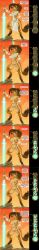 arm_length_gloves breasts by_the_book comic dialogue dress embarrassed embarrassed_nude_female equine equine_humanoid fur furry horn horse horse_girl maebari naked naked_female nude nude_female pasties pasties_removed pussy skimpy skimpy_underwear space_goblin sword tail toga weapon