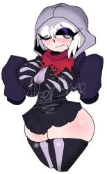 alter9code breasts dust_sans dusttale dusttale_sans female_sans humanized rule_63 sans sans_au tagme tagme_(character) thighs undertale_au white_background white_hair