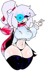 breasts female_sans humanized rule_63 sans sans_au spookdx tagme tagme_(character) thighhighs thighs undertale_au white_background white_hair