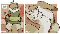 anthro bbw big_dildo birthday comic comic_page dildo female female_only fluffy_tail fresh_(spiceburg) furry hair_over_eyes hips large_breasts lumina_(spiceburg) piercing piercings raccoon sex_toy sweater theelgenerate thick_thighs thighs tummy turtleneck