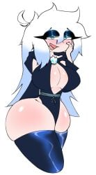 breasts female_sans humanized reaper_sans reapertale rule_63 sans sans_au spookdx tagme tagme_(character) thighhighs thighs undertale_au white_background white_hair