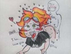 ahe_gao blonde_hair blush cute drawn from_behind goggles goggles_on_head heart human humanized moaning plants_vs_zombies plants_vs_zombies:_heroes sex solar_flare_(pvz) tongue_out traditional_art transparent_background vaginal vaginal_penetration