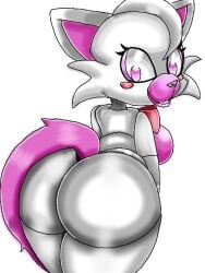 anthro ass big_ass blazedscarf female_only five_nights_at_freddy's looking_at_ass looking_at_self mangle_(fnaf) pink_eyes pink_snout solo thick_thighs white_fur